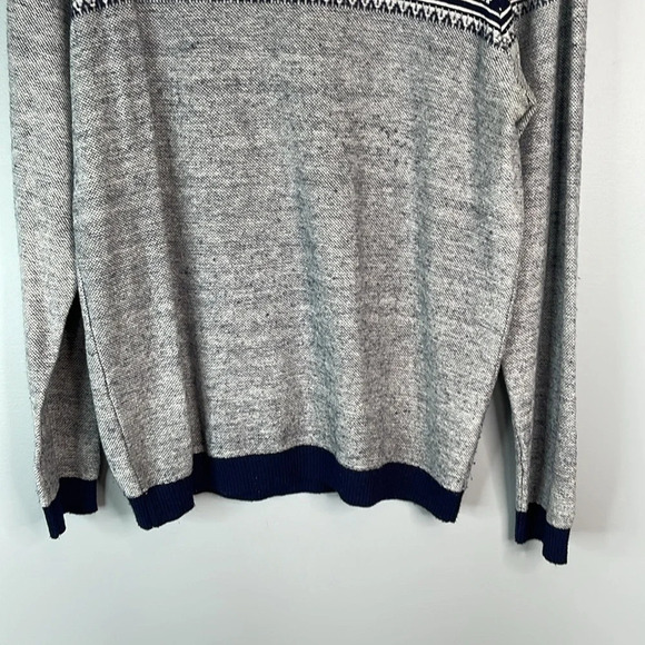 RORIE WHELAN Fair Isle Navy Blue Nordic Pattern Knit Sweater Coastal Grandpa L - Picture 4 of 10